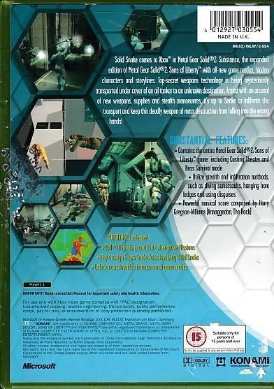 Metal Gear Solid 2 Substance - XBOX (B Grade) (Genbrug)